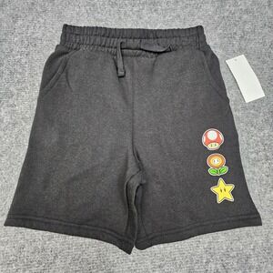 Nintendo Super Mario Kids‎ Fleece Shorts Black 2YNIN8065H Mushroom Star Size XS